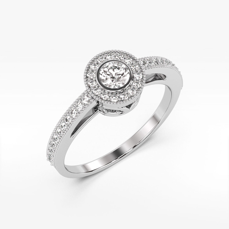 Pierścionek z białego złota z diamentami  - próba 585 0,38CT PV-247B