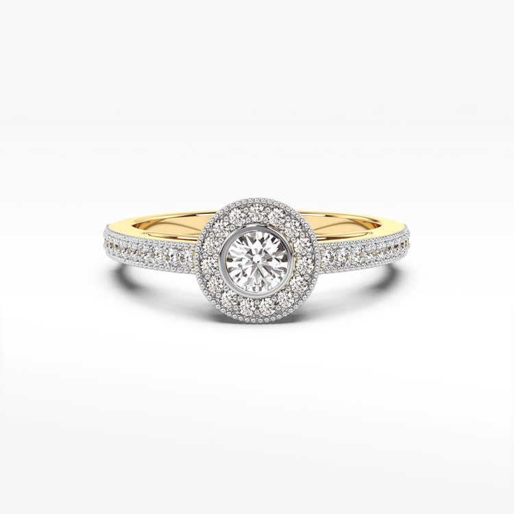 Pierścionek z żółtego złota z diamentami  - próba 585 0,38CT PV-247A