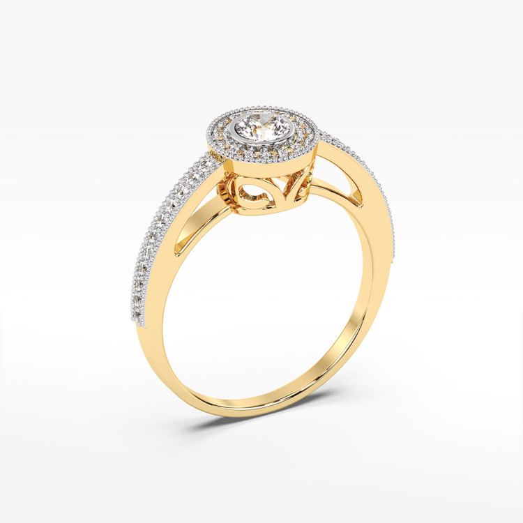 Pierścionek z żółtego złota z diamentami  - próba 585 0,38CT PV-247A