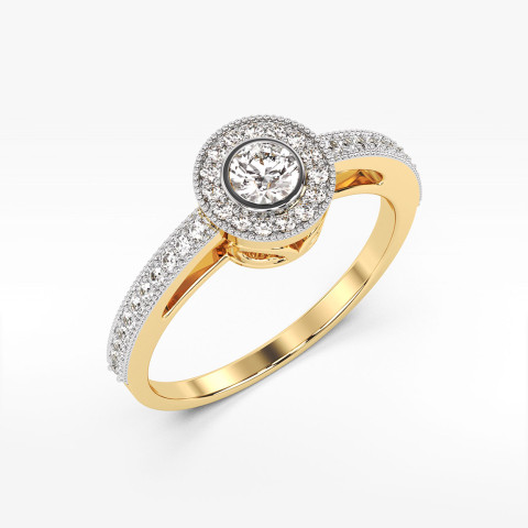 Pierścionek z żółtego złota z diamentami  - próba 585 0,38CT PV-247A
