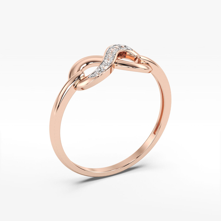 Pierścionek z różowego złota z diamentami  - próba 585 0,04CT PV-248C