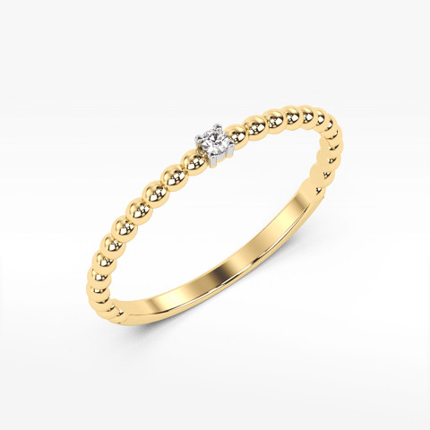 Pierścionek z żółtego złota z diamentem - próba 585 0,02CT PV-256A