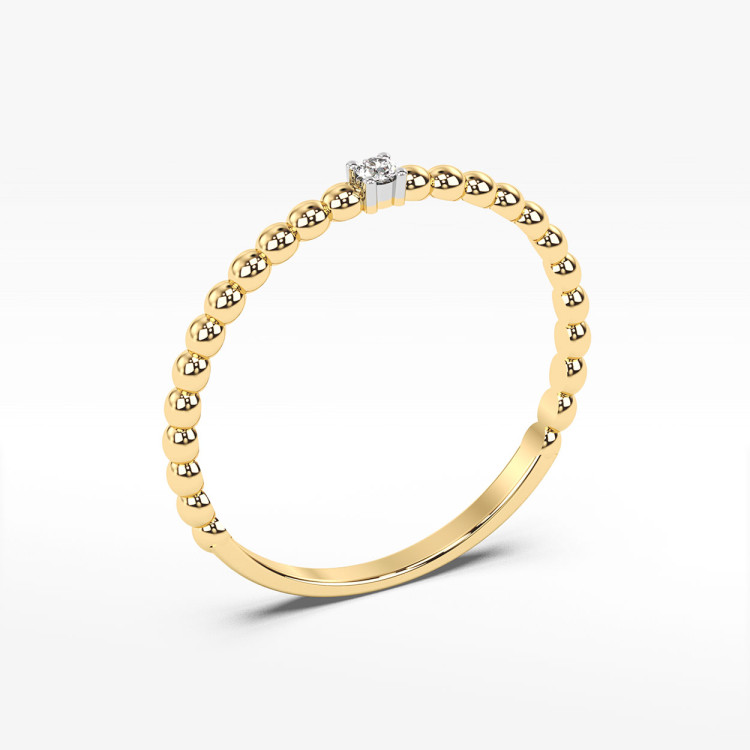 Pierścionek z żółtego złota z diamentem - próba 585 0,02CT PV-256A