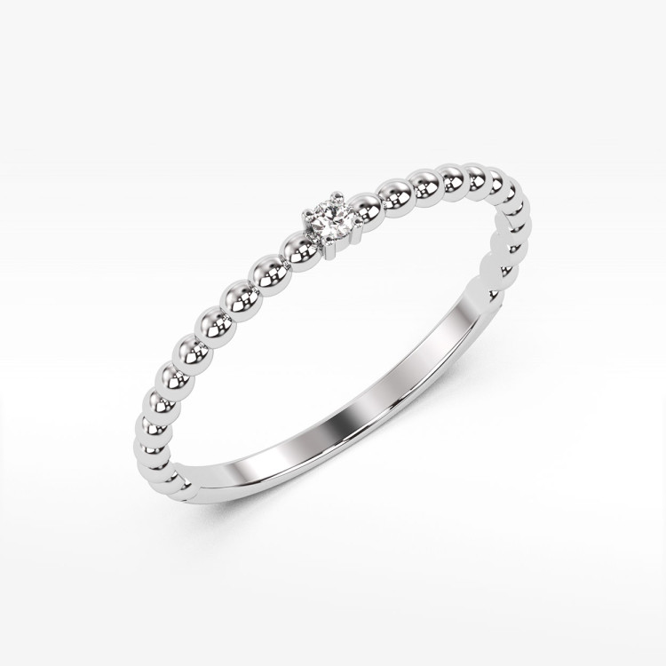 Pierścionek z białego złota z diamentem - próba 585 0,02CT PV-256B