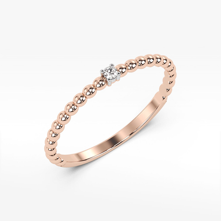 Pierścionek z różowego złota z diamentem - próba 585 0,02CT PV-256C
