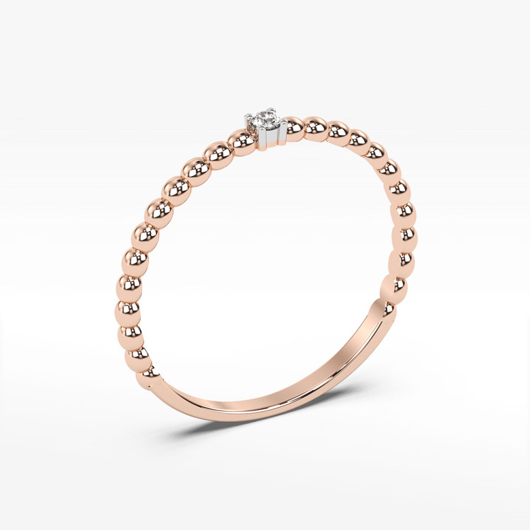 Pierścionek z różowego złota z diamentem - próba 585 0,02CT PV-256C