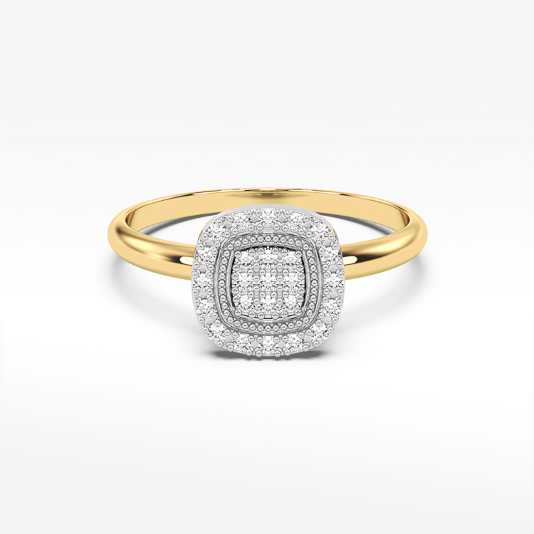Pierścionek z żółtego złota z diamentami  - próba 585 0,13CT PV-295A