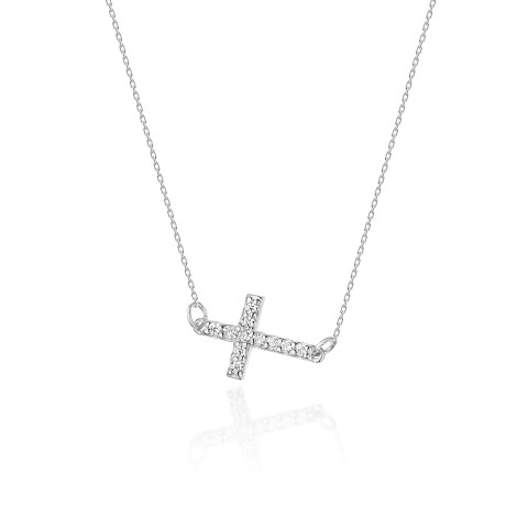 Naszyjnik z białego złota z diamentami  - próba 585 0,055CT C-006B