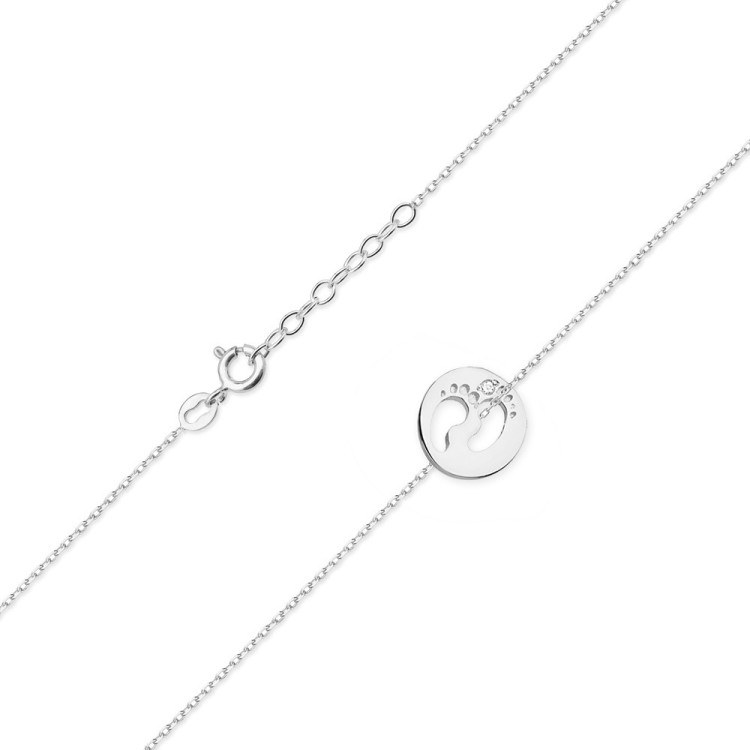 Naszyjnik z białego złota z diamentem - próba 585 0,005CT C-005B