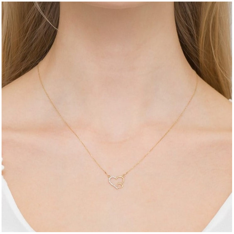 Naszyjnik z białego złota z diamentami  - próba 585 0,035CT C-003B