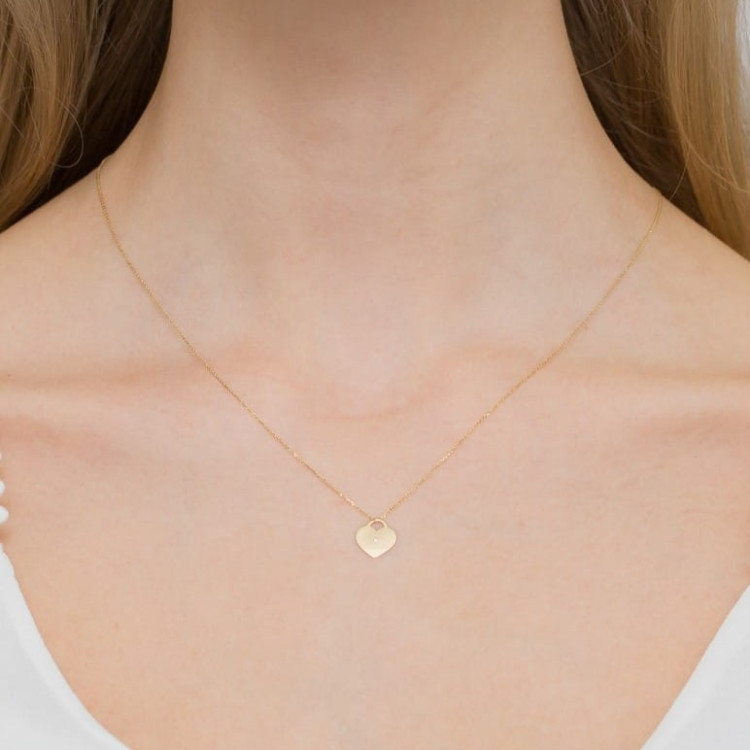 Naszyjnik z białego złota z diamentem - próba 585 0,005CT C-015B
