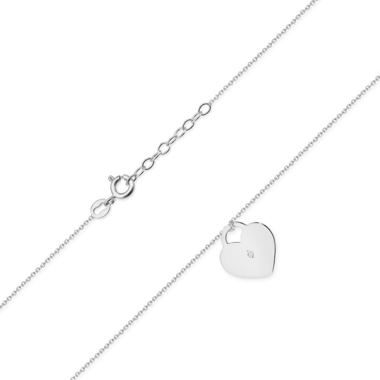 Naszyjnik z białego złota z diamentem - próba 585 0,005CT C-015B