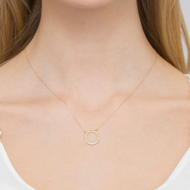Naszyjnik z żółtego złota z diamentami - próba 585 0,043CT C-020A