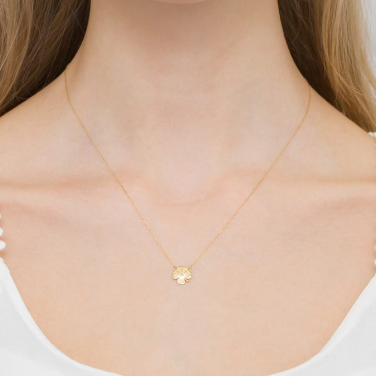 Naszyjnik z żółtego złota z diamentem - próba 585 0,005CT C-021A