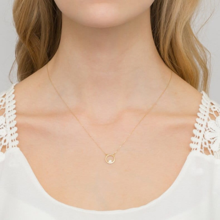 Naszyjnik z żółtego złota z diamentem - próba 585 0,01CT C-022A
