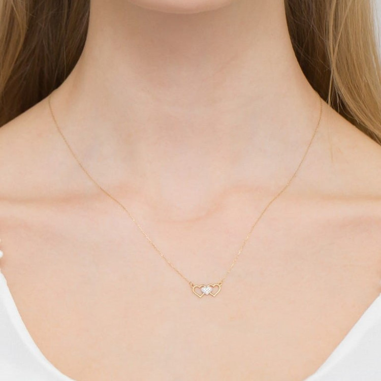 Naszyjnik z żółtego złota z diamentami - próba 585 0,015CT C-024A