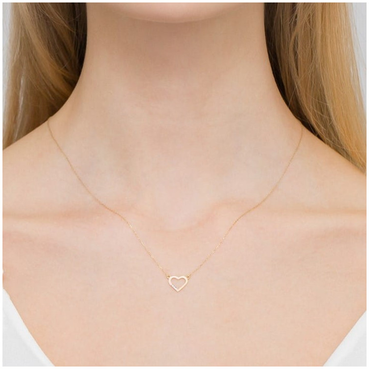 Naszyjnik z żółtego złota z diamentami - próba 585 0,015CT C-026A
