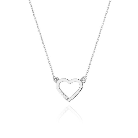 Naszyjnik z białego złota z diamentami  - próba 585 0,015CT C-026B