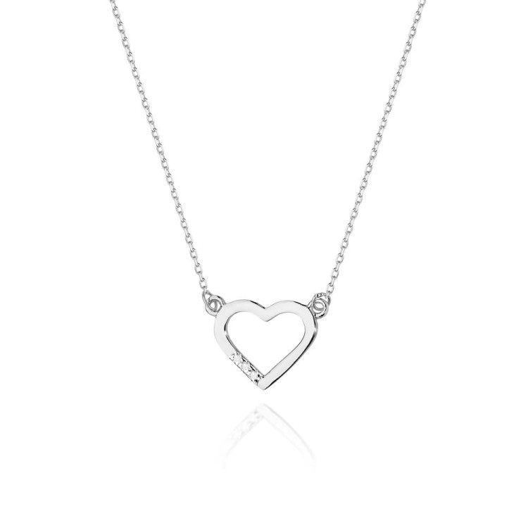 Naszyjnik z białego złota z diamentami  - próba 585 0,015CT C-026B
