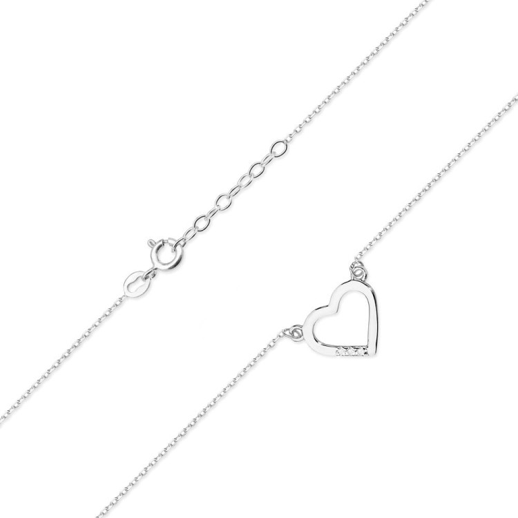 Naszyjnik z białego złota z diamentami  - próba 585 0,015CT C-026B
