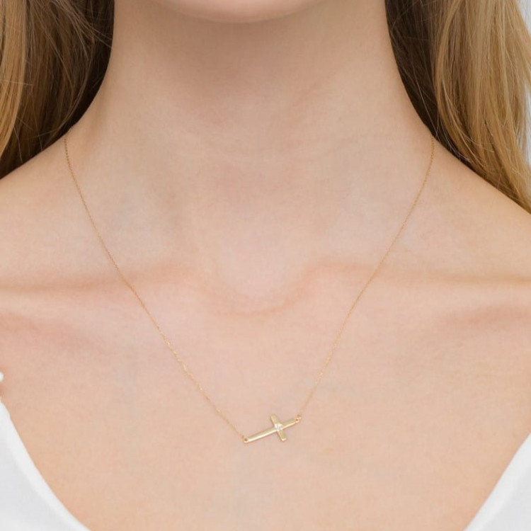 Naszyjnik z żółtego złota z diamentem - próba 585 0,005CT C-027A