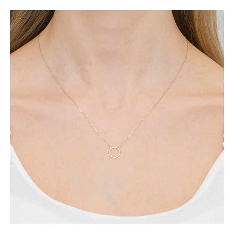 Naszyjnik z białego złota z diamentem - próba 585 0,01CT C-028B