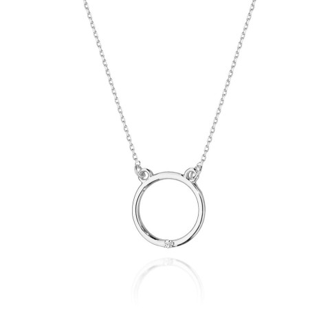 Naszyjnik z białego złota z diamentem - próba 585 0,01CT C-028B