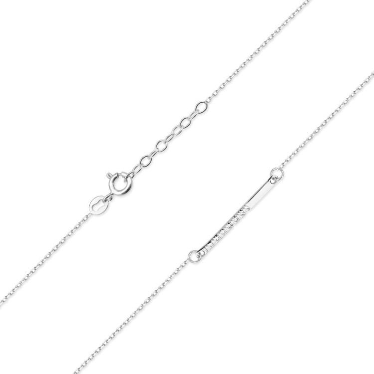 Naszyjnik z białego złota z diamentami  - próba 585 0,035CT C-029B
