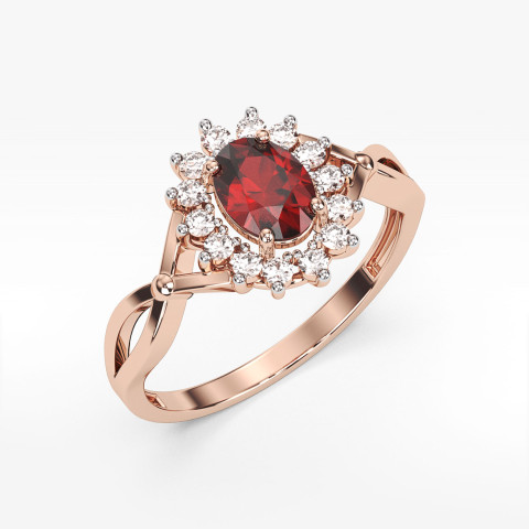 Pierścionek z różowego złota z rubinem - próba 585 1,28CT PV-070CR