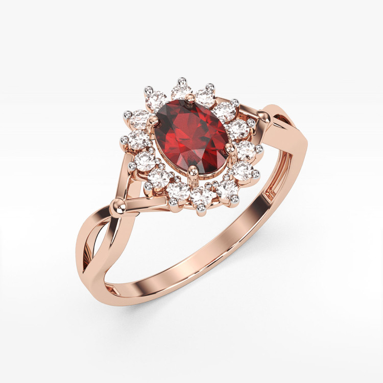 Pierścionek z różowego złota z rubinem - próba 585 1,28CT PV-070CR