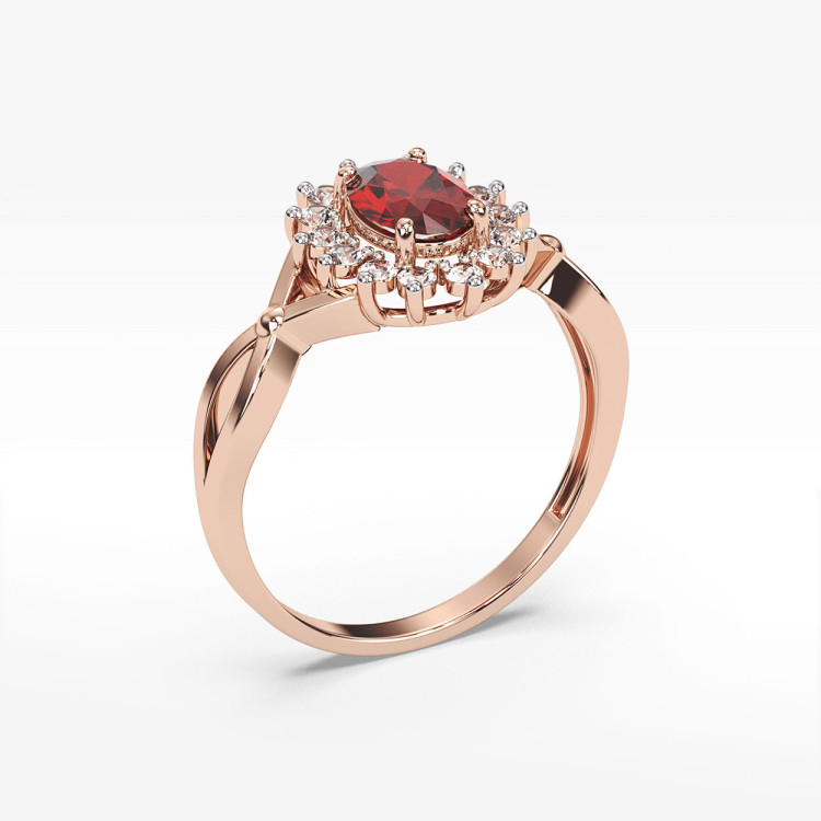 Pierścionek z różowego złota z rubinem - próba 585 1,28CT PV-070CR