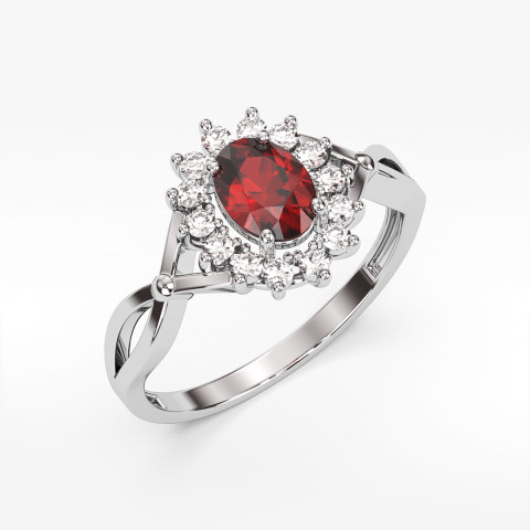 Pierścionek z białego złota z rubinem - próba 585 1,28CT PV-070BR