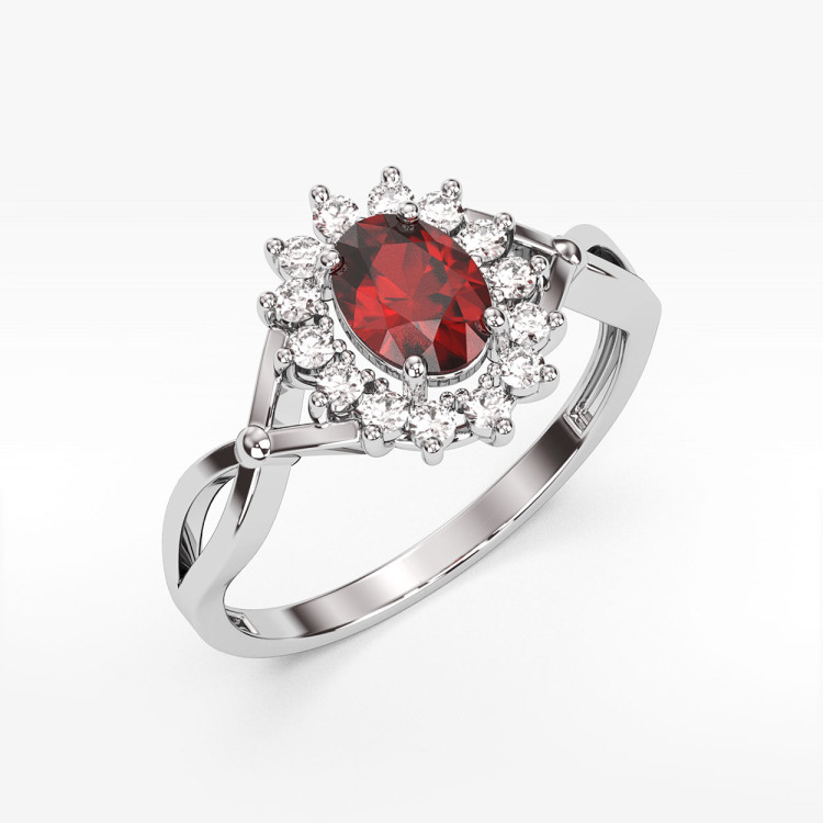 Pierścionek z białego złota z rubinem - próba 585 1,28CT PV-070BR