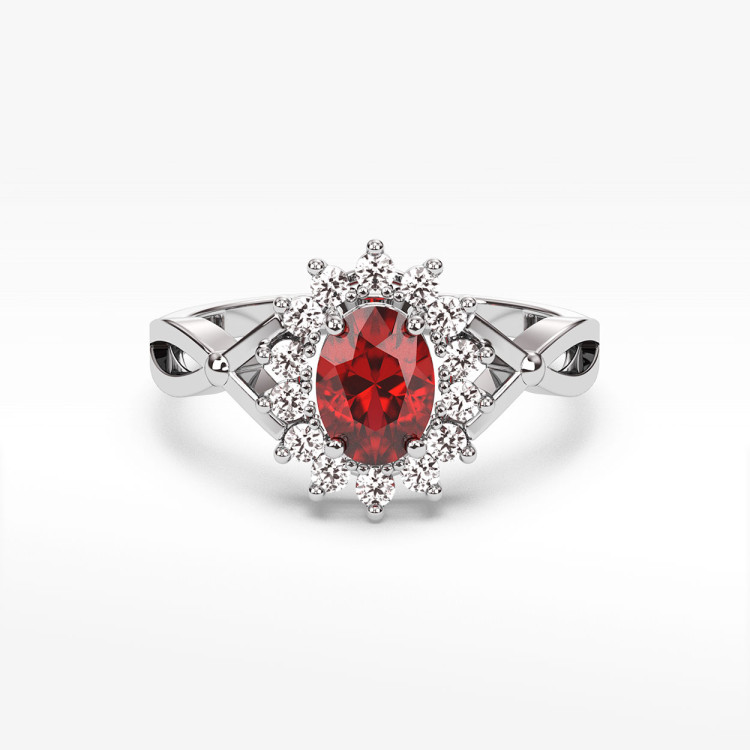 Pierścionek z białego złota z rubinem - próba 585 1,28CT PV-070BR