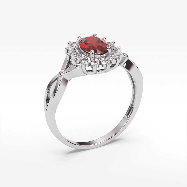 Pierścionek z białego złota z rubinem - próba 585 1,28CT PV-070BR