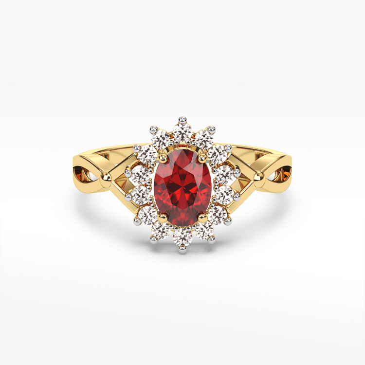Pierścionek z żółtego złota z rubinem - próba 585 1,28CT PV-070AR