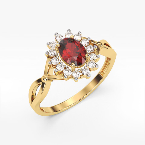 Pierścionek z żółtego złota z rubinem - próba 585 1,28CT PV-070AR