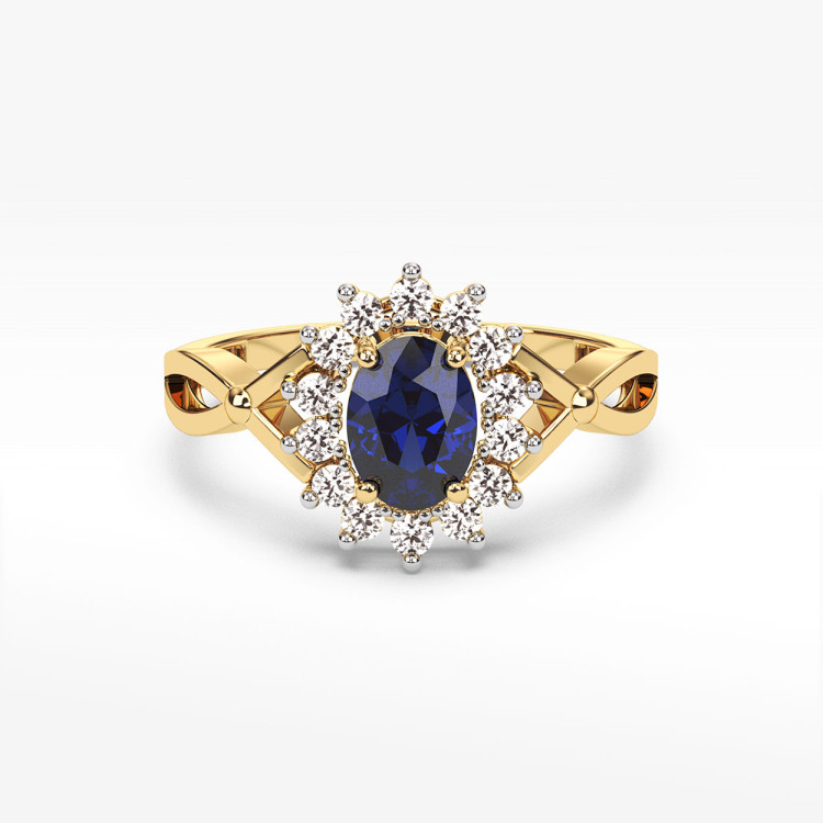 Pierścionek z żółtego złota z szafirem - próba 585 1,18CT PV-070AS