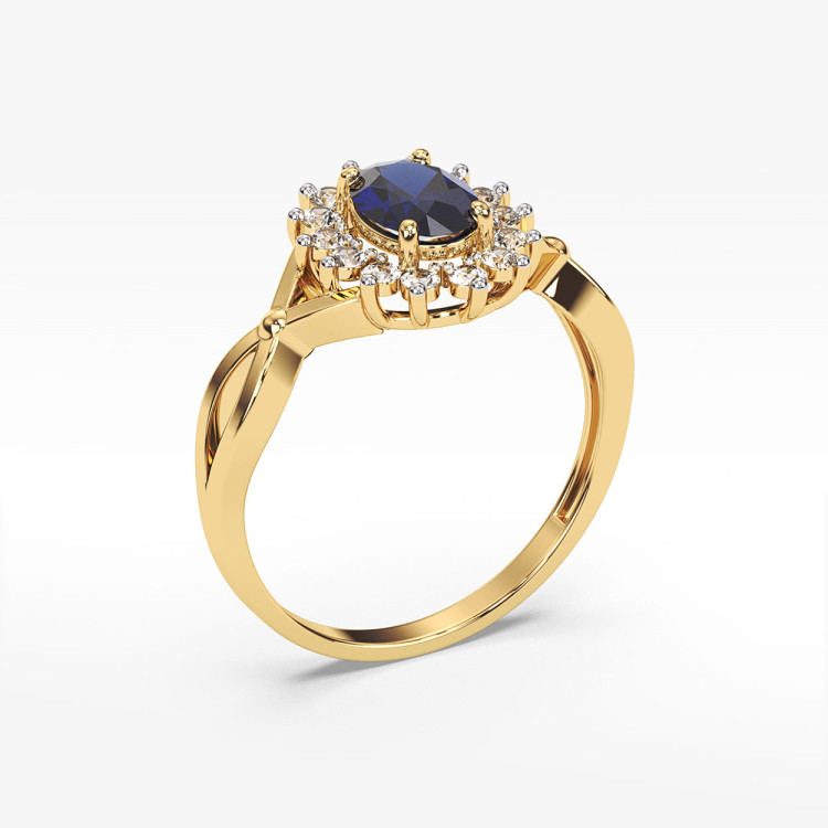 Pierścionek z żółtego złota z szafirem - próba 585 1,18CT PV-070AS