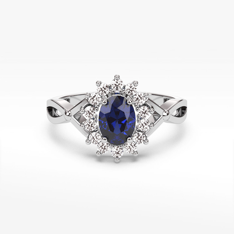 Pierścionek z białego złota z szafirem - próba 585 1,18CT PV-070BS