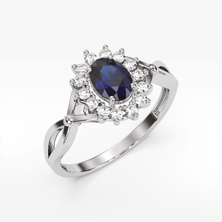 Pierścionek z białego złota z szafirem - próba 585 1,18CT PV-070BS