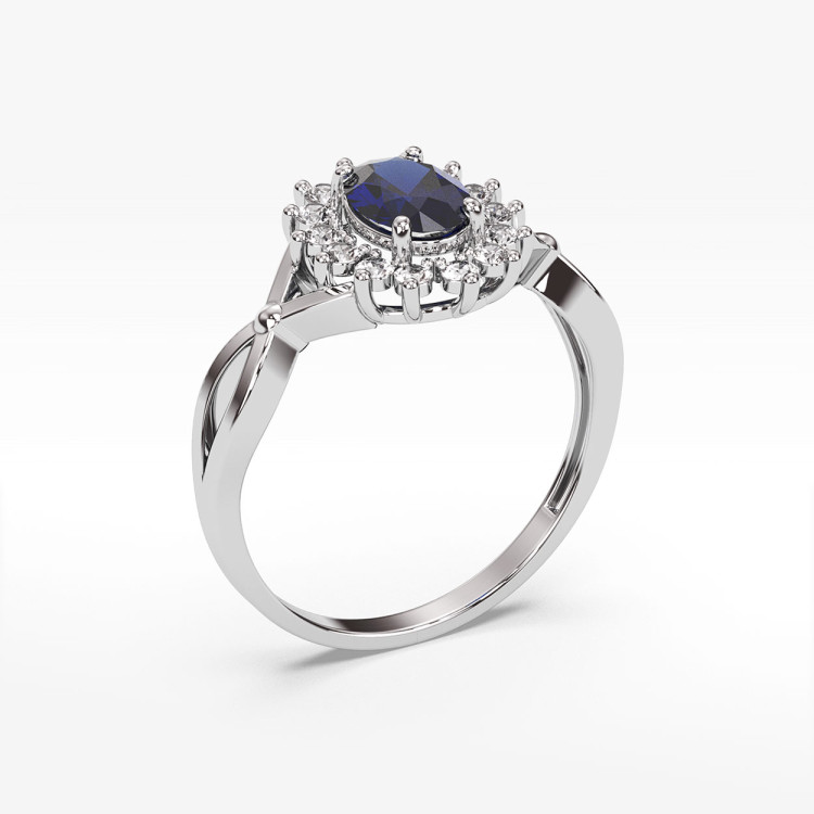 Pierścionek z białego złota z szafirem - próba 585 1,18CT PV-070BS