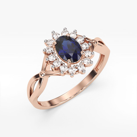 Pierścionek z różowego złota z szafirem - próba 585 1,18CT PV-070CS