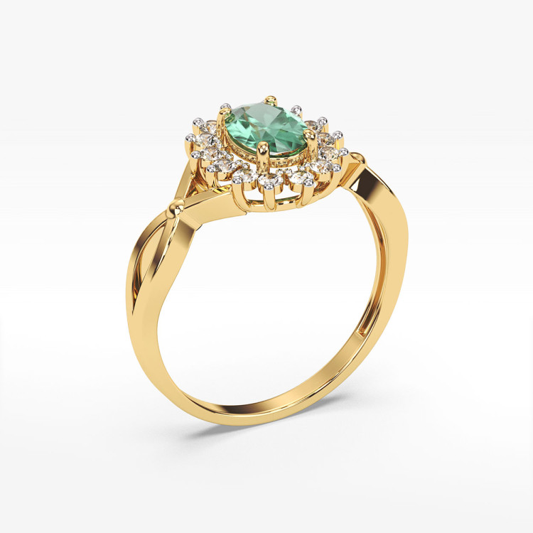 Pierścionek z żółtego złota ze szmaragdem - próba 585 1,08CT PV-070ASZ