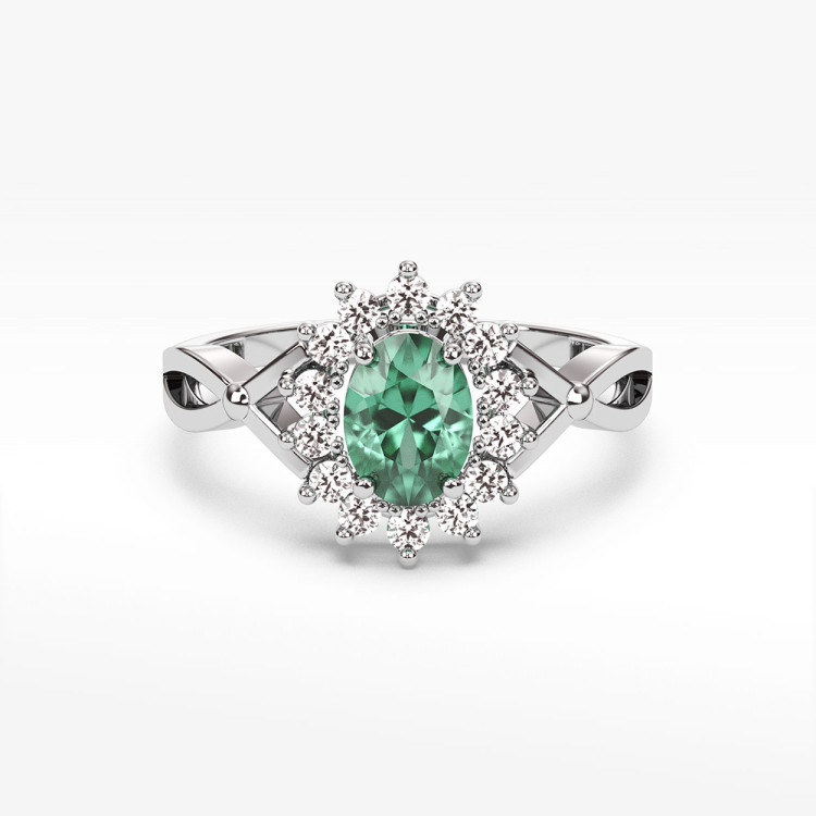 Pierścionek z białego złota ze szmaragdem - próba 585 1,08CT PV-070BSZ