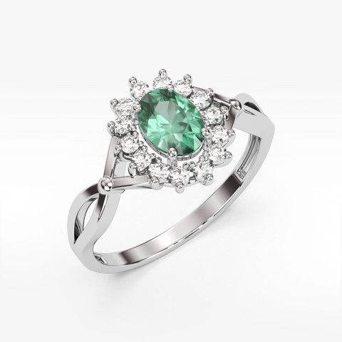 Pierścionek z białego złota ze szmaragdem - próba 585 1,08CT PV-070BSZ