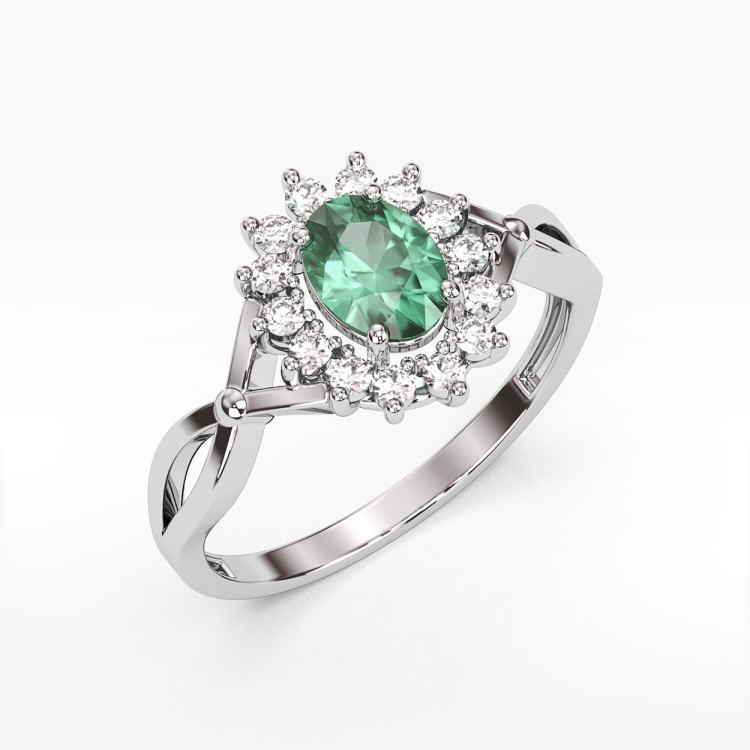 Pierścionek z białego złota ze szmaragdem - próba 585 1,08CT PV-070BSZ