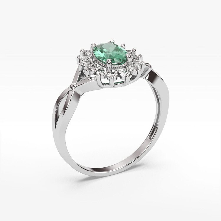 Pierścionek z białego złota ze szmaragdem - próba 585 1,08CT PV-070BSZ