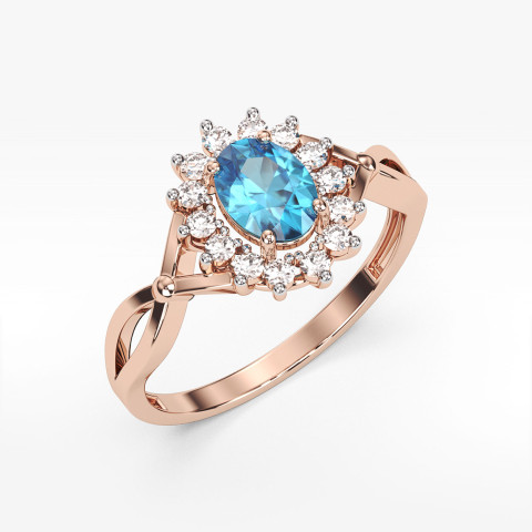 Pierścionek z różowego złota z topazem Swiss - próba 585 1,18CT PV-070CT