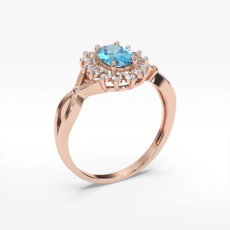 Pierścionek z różowego złota z topazem Swiss - próba 585 1,18CT PV-070CT